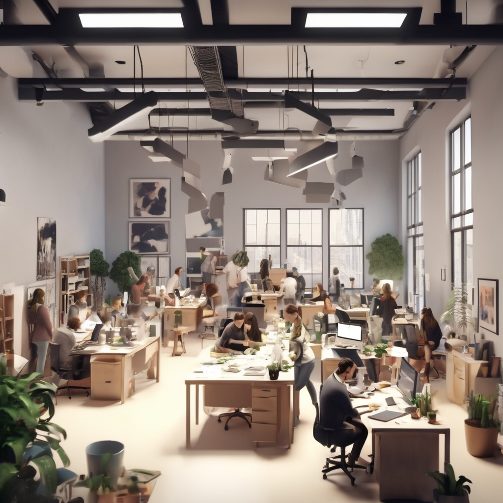 lots of people working in a studio esk office