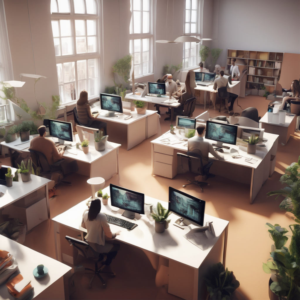 lots of people working in a studio esk office