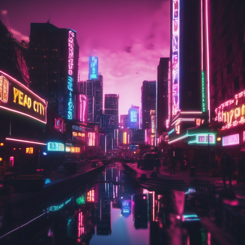 Hyperrealsitic city 16k neon glows