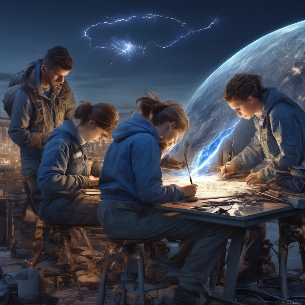 32k hd high quality photorealistic image of people working on a astroid