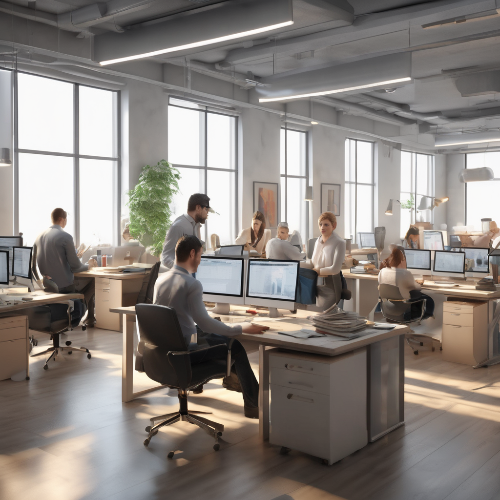 16k hd high quality photorealistic of people working in a office