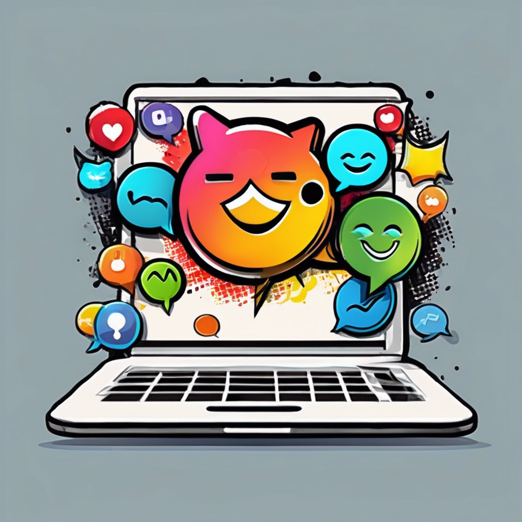 Cute happy social media marketing chat icon