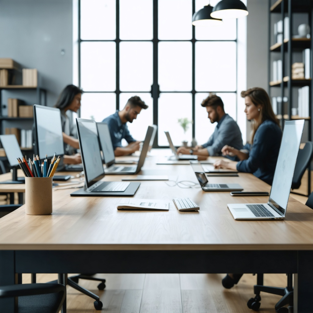 32k hd high quality photorealistic of people working in a office