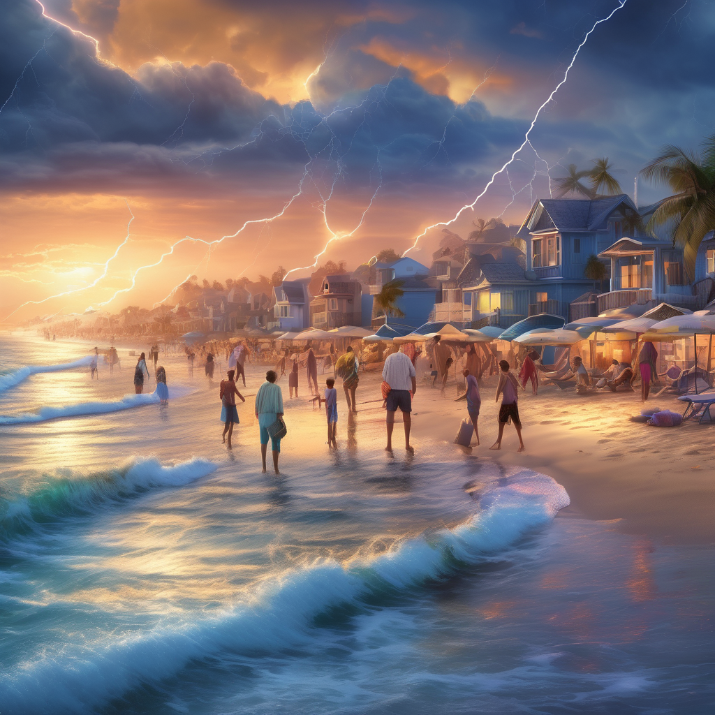 32k hd high quality photorealistic image of people working on a beach