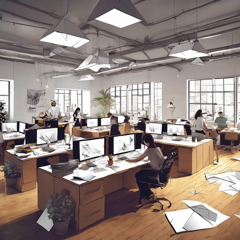 people working studio office open floor plan