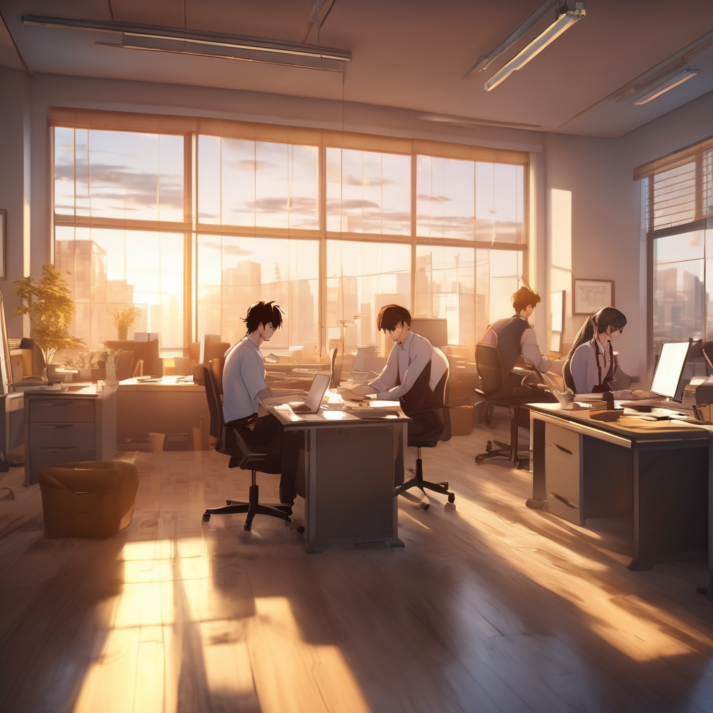 16k hd high quality photorealistic of people working in a office
