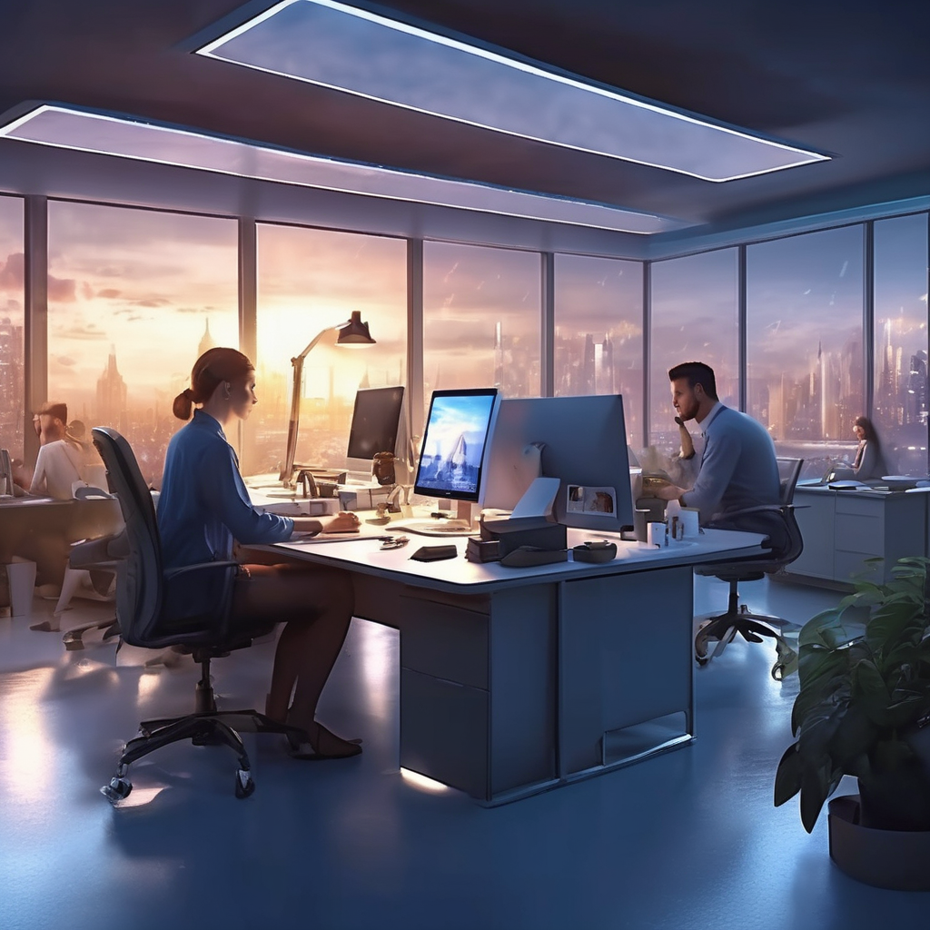 16k hd high quality photorealistic of people working in a office
