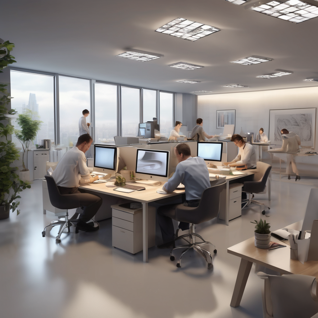 16k hd high quality photorealistic of people working in a office