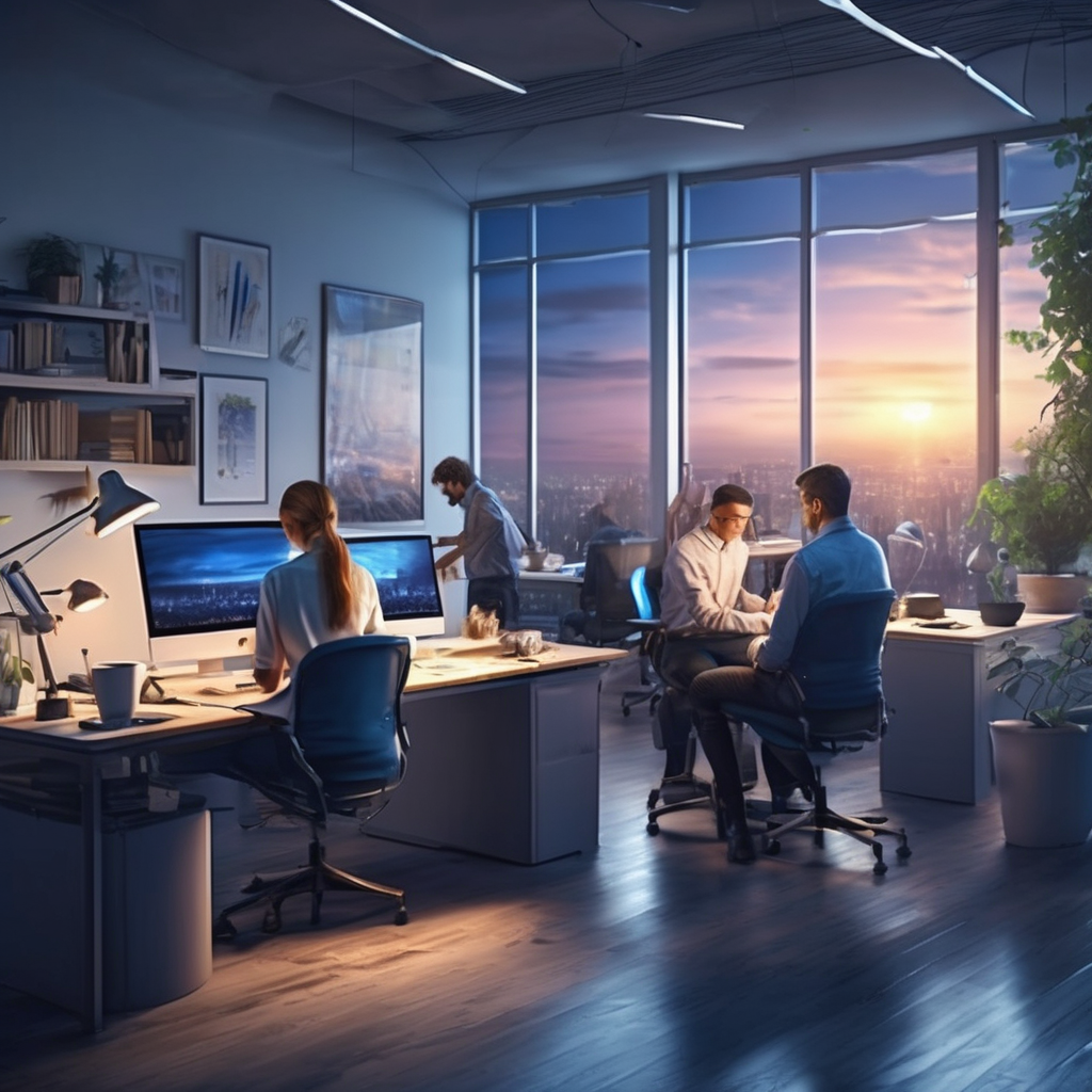 16k hd high quality photorealistic of people working in a office