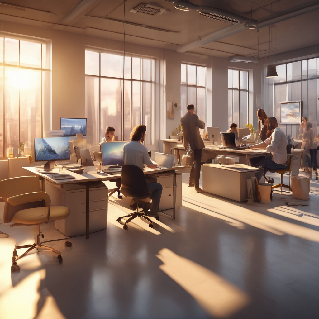 16k hd high quality photorealistic of people working in a office