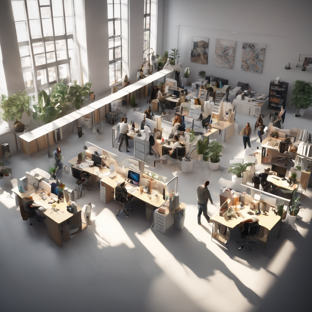 lots of people working in a studio esk office