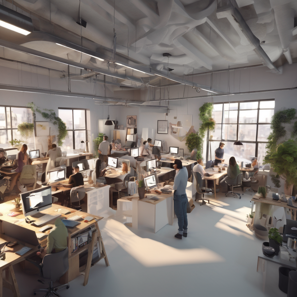 lots of people working in a studio esk office