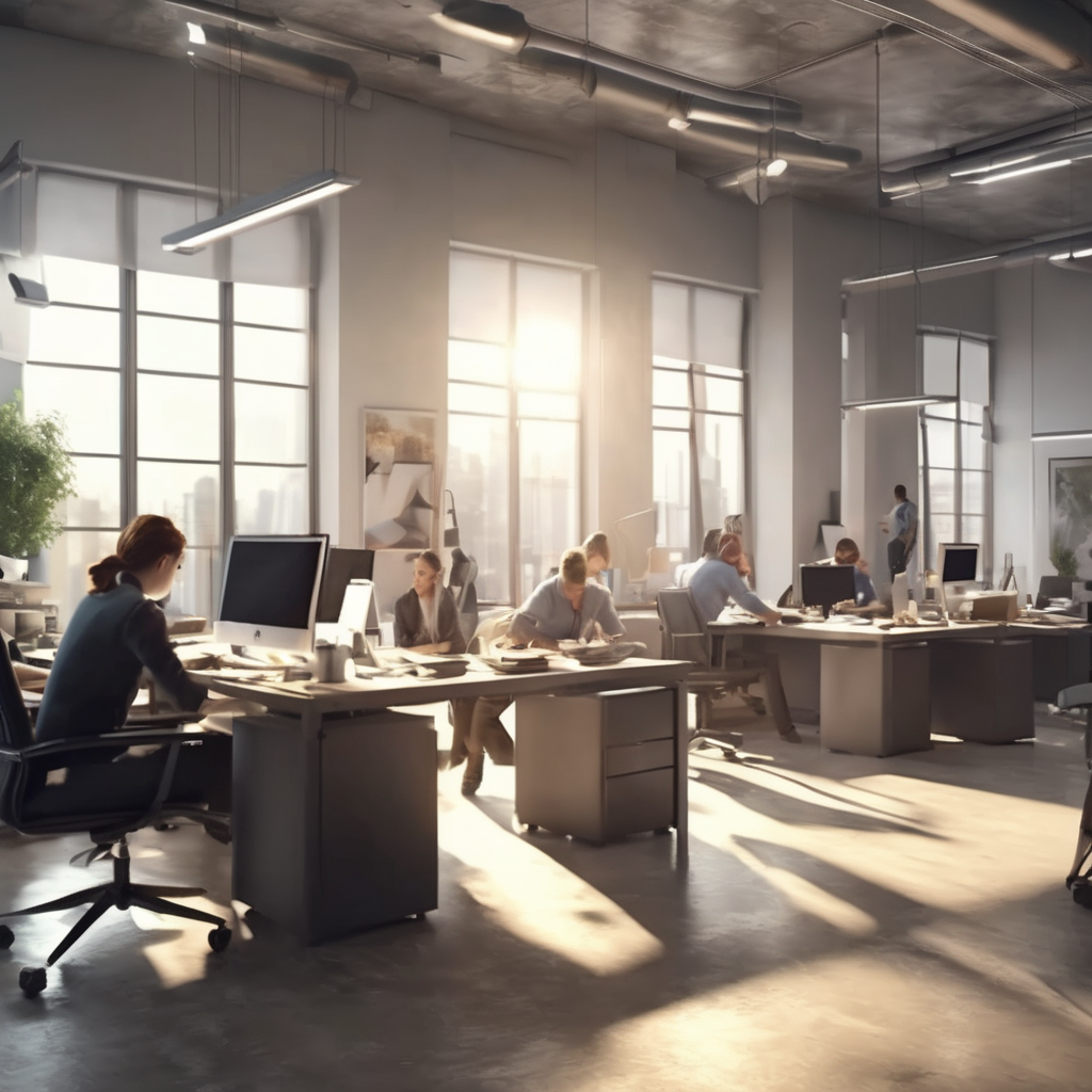 16k hd high quality photorealistic of people working in a office