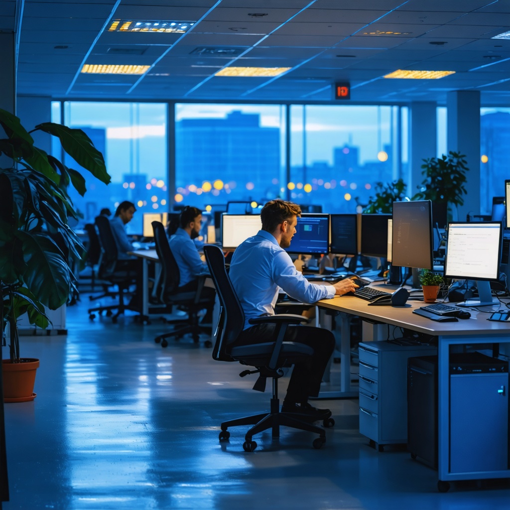 16k hd high quality photorealistic of people working in a office