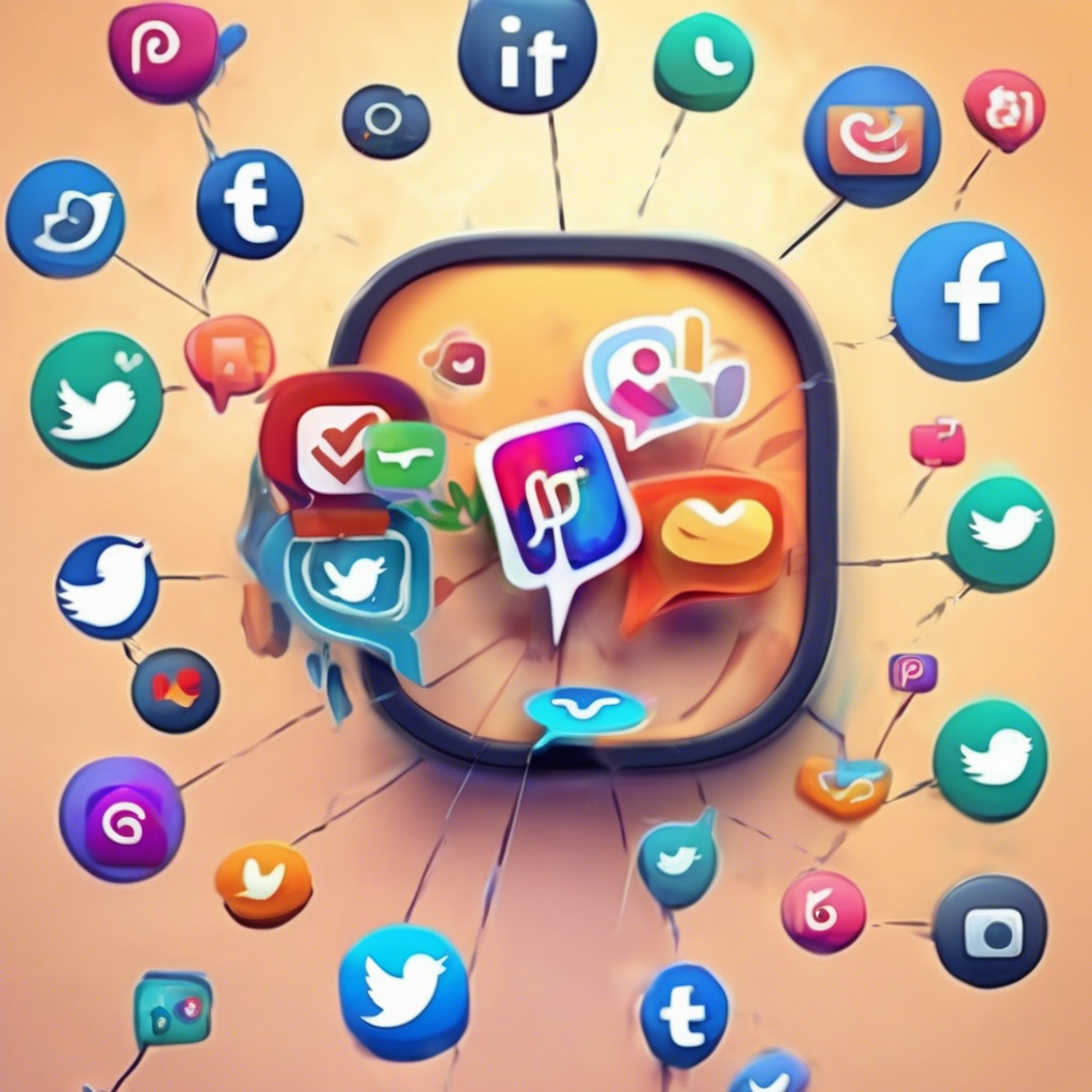 Cute happy social media marketing chat icon