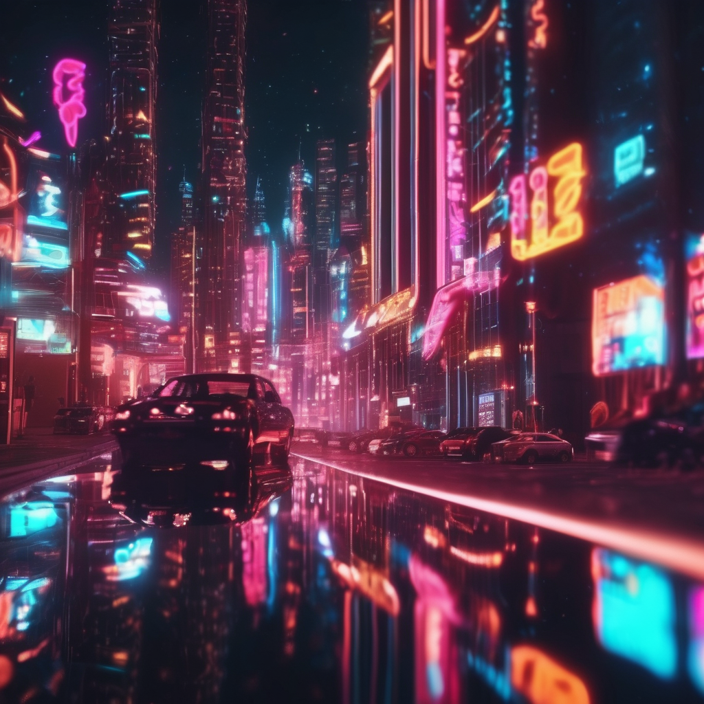 Hyperrealsitic city 16k neon glows