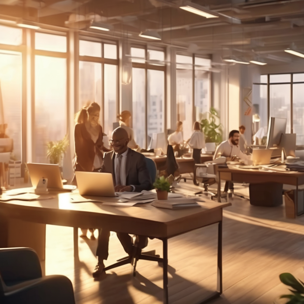 16k hd high quality photorealistic of people working in a office