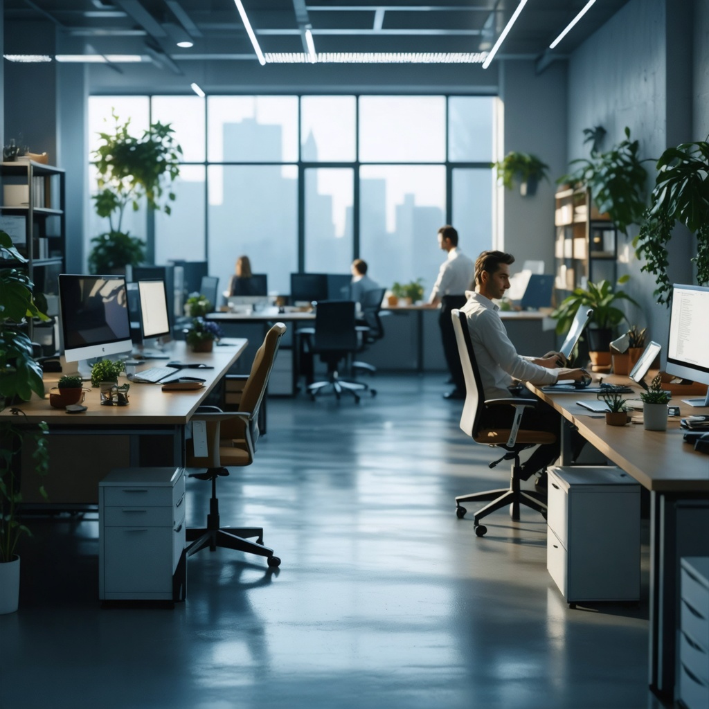 16k hd high quality photorealistic of people working in a office