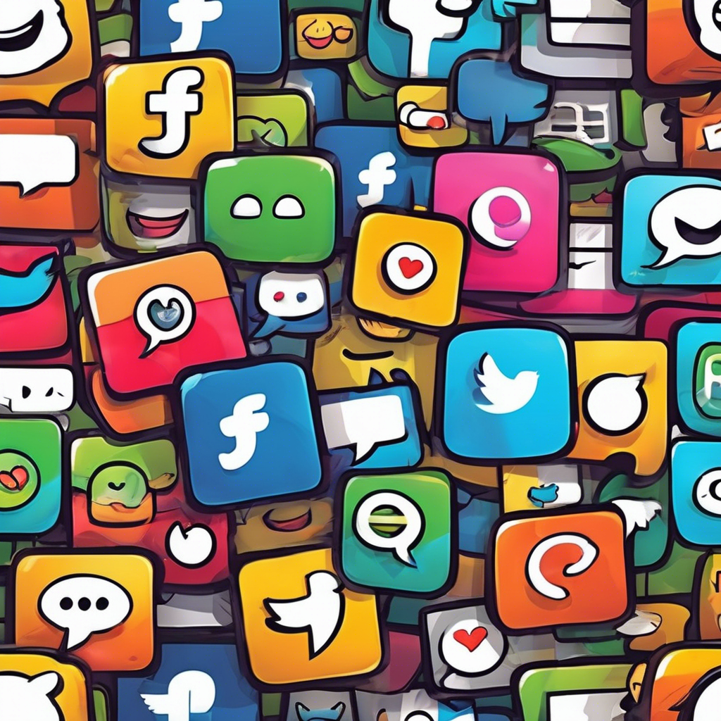 Cute happy social media marketing chat icon