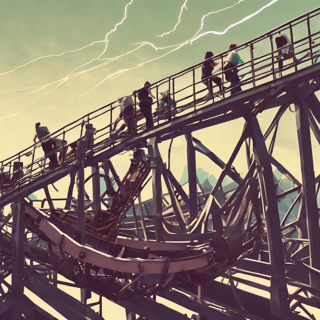 people working on a rollercoster