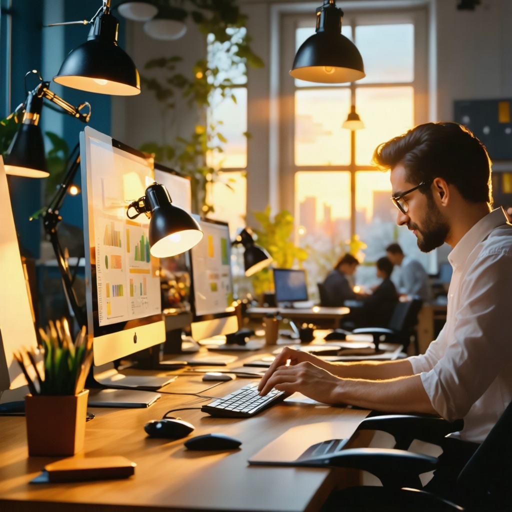 16k hd high quality photorealistic of people working in a office