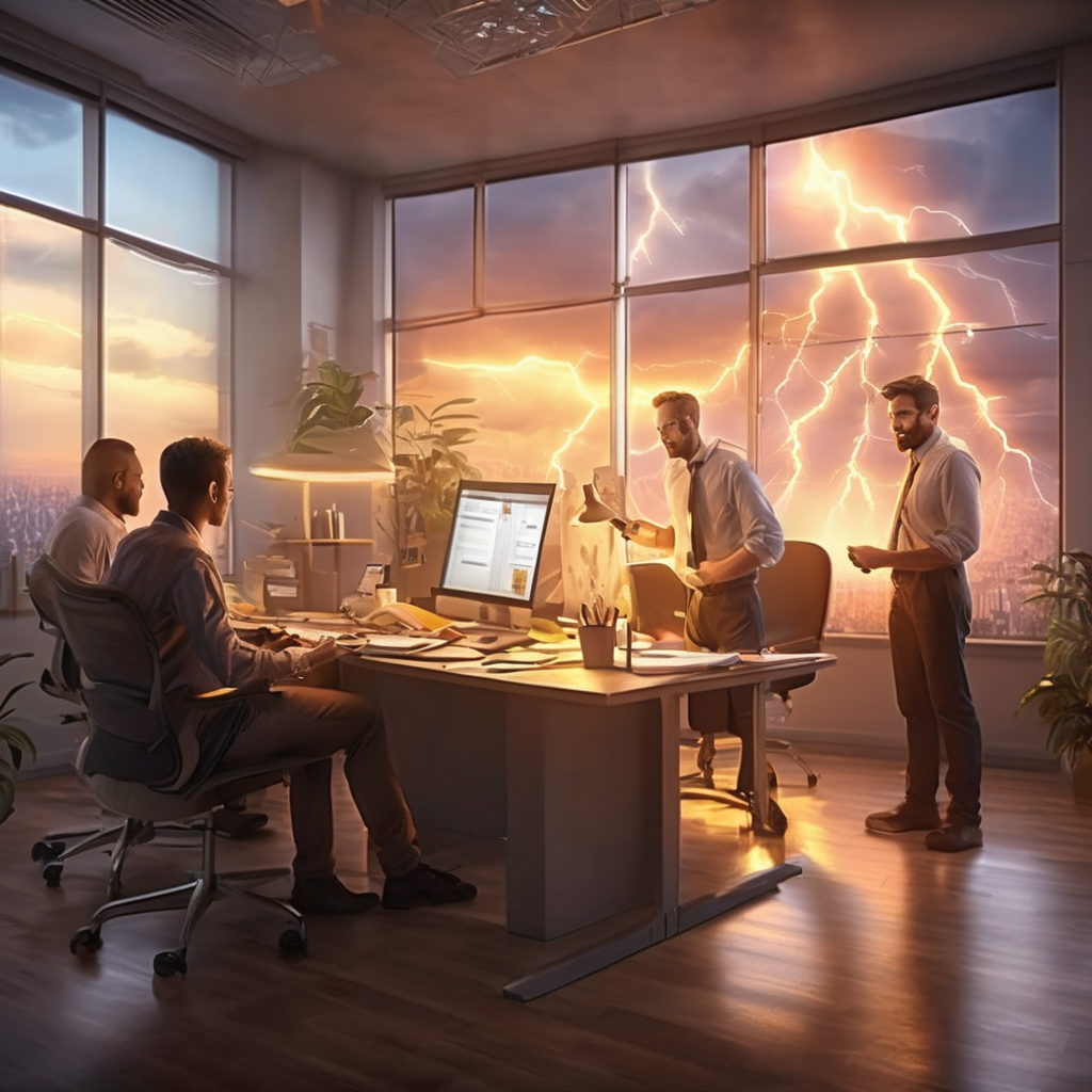 16k hd high quality photorealistic of people working in a office