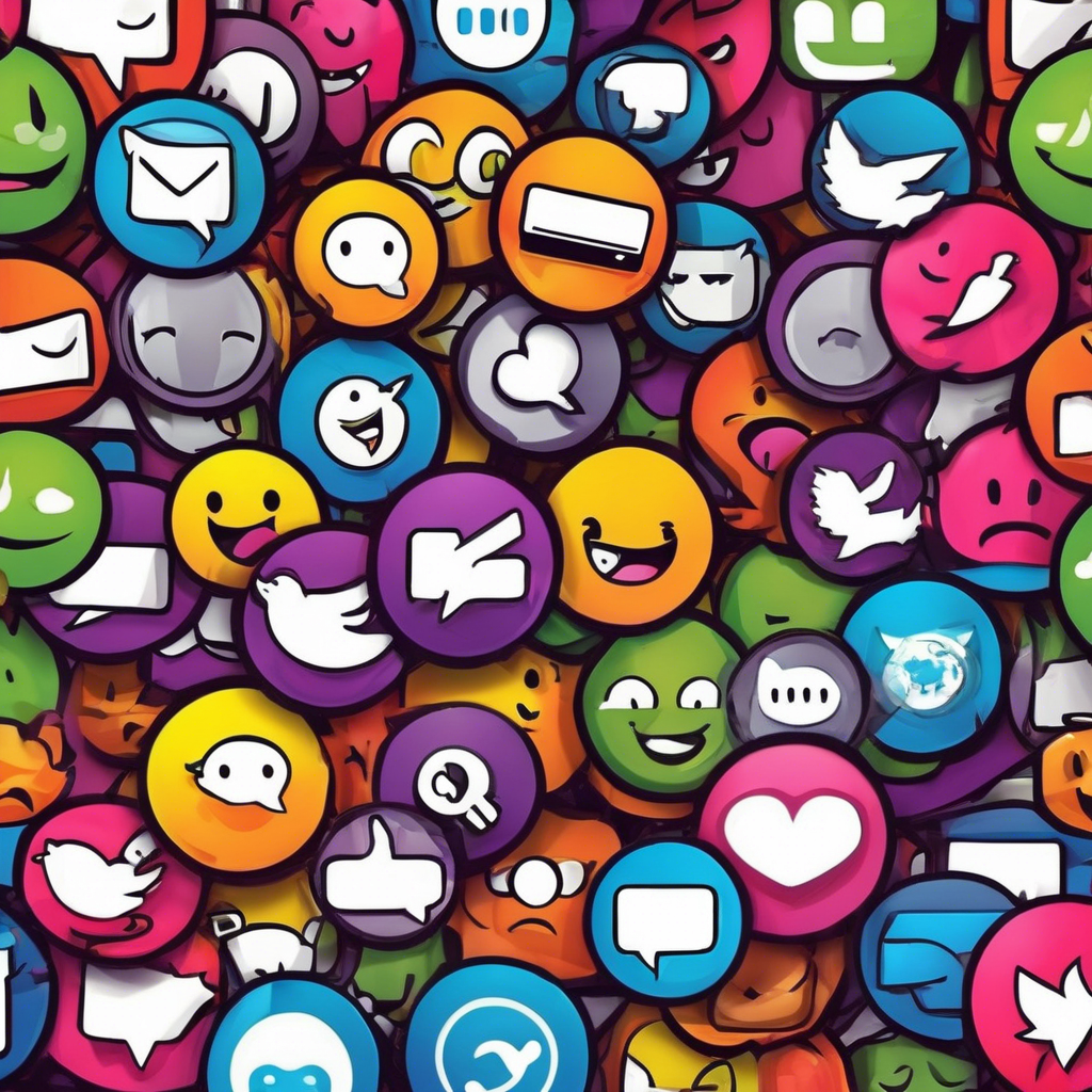 Cute happy social media marketing chat icon