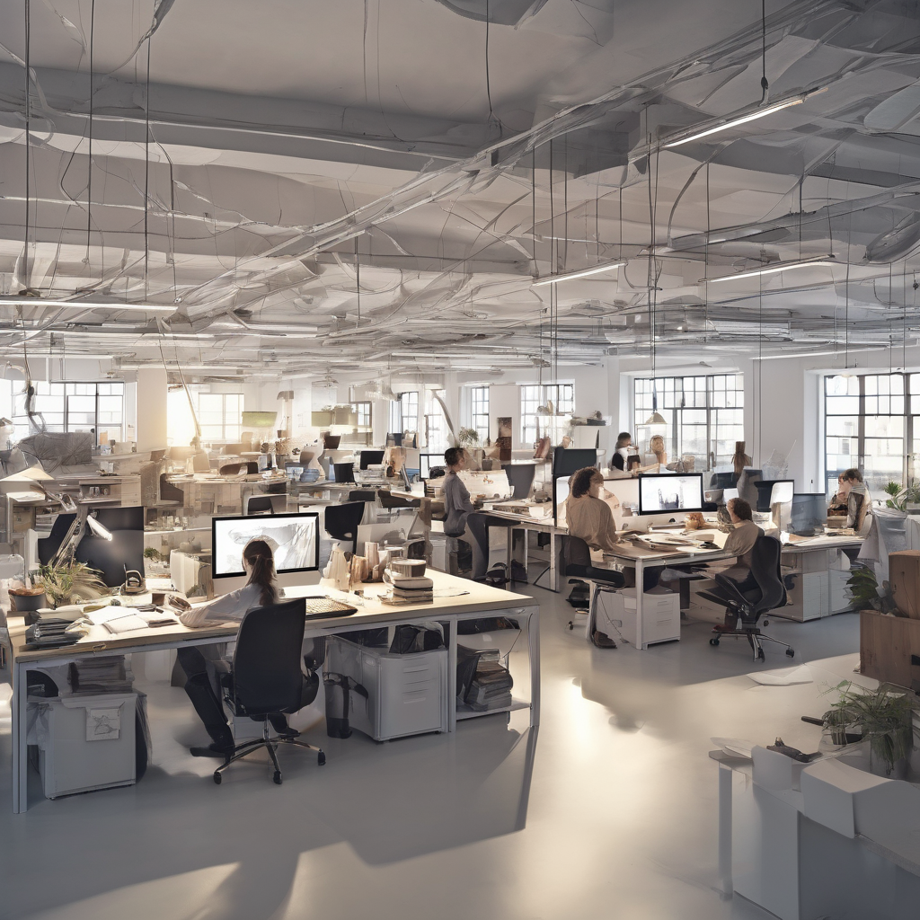 people working studio office open floor plan