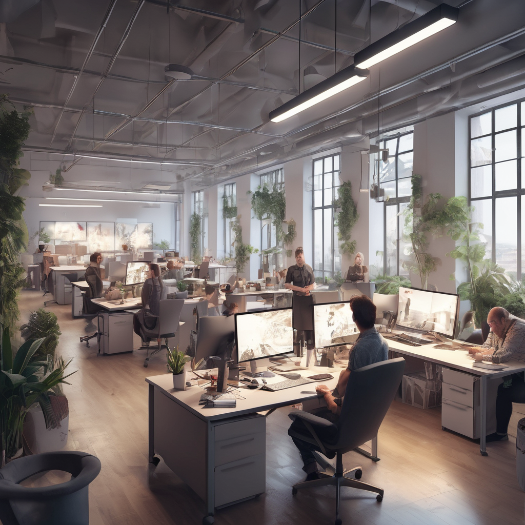 people working studio office open floor plan