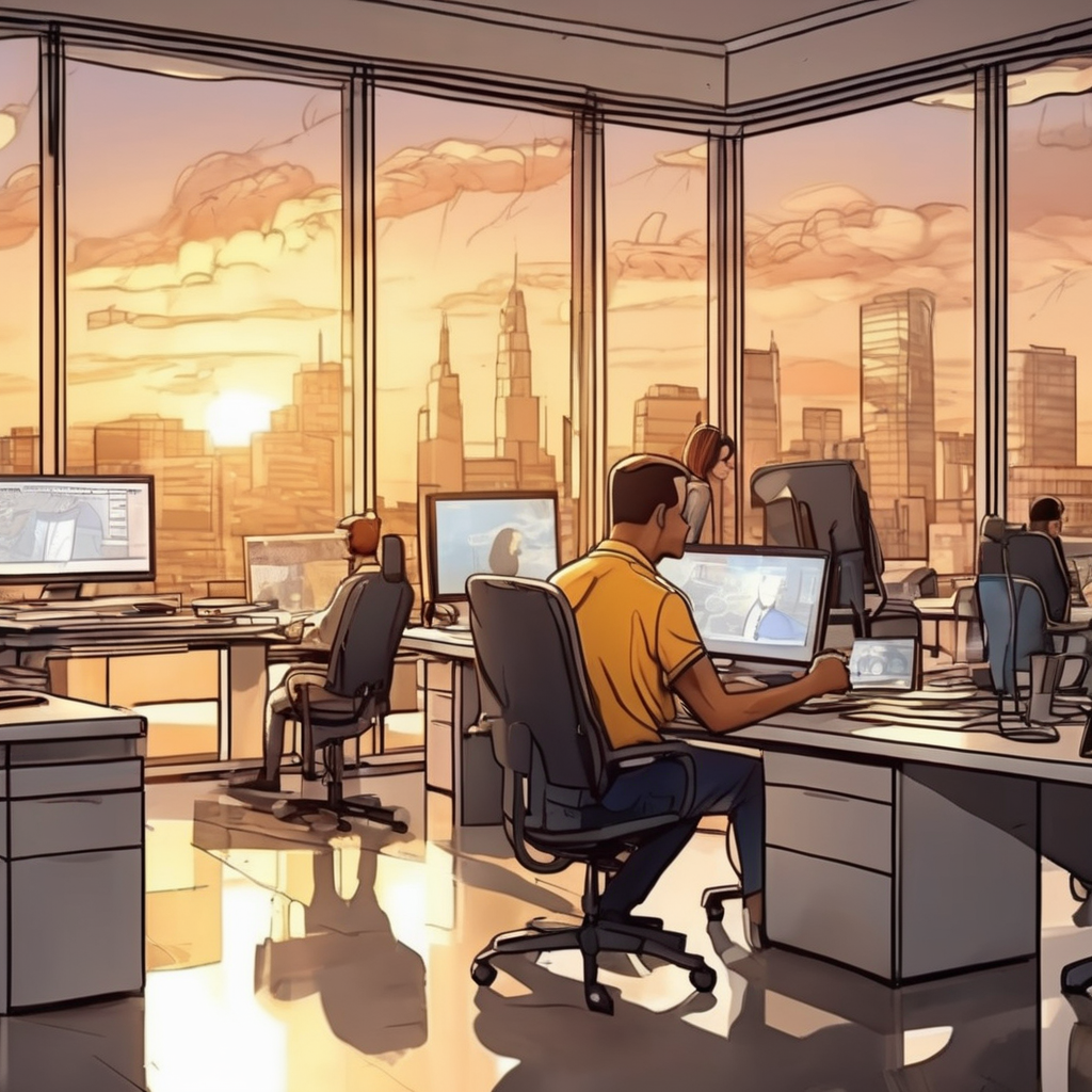 16k hd high quality photorealistic of people working in a office