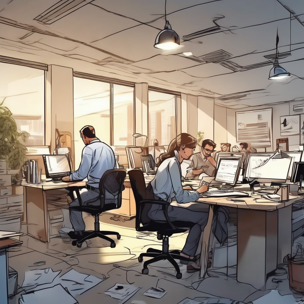 16k hd high quality photorealistic of people working in a office