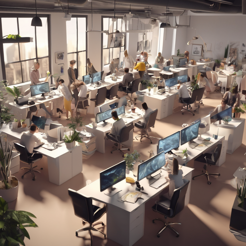 lots of people working in a studio esk office