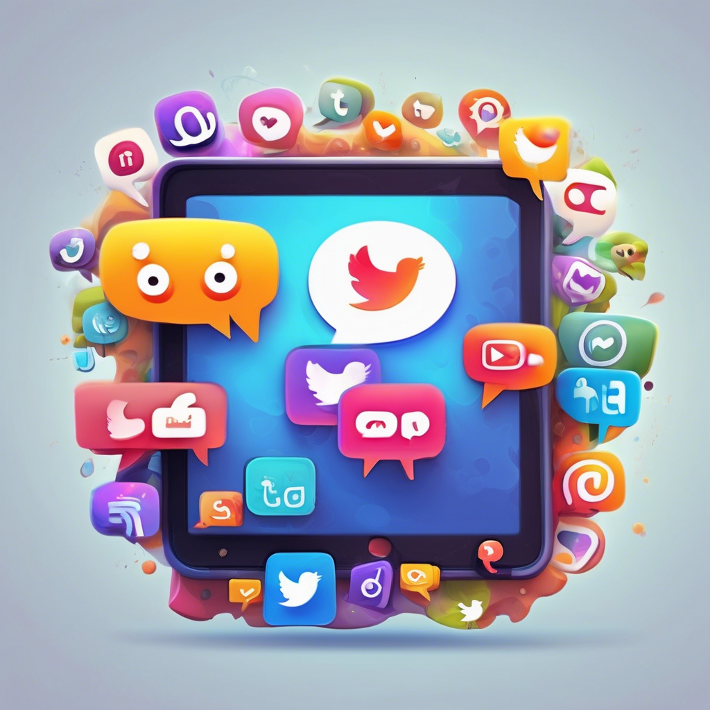 Cute happy social media marketing chat icon