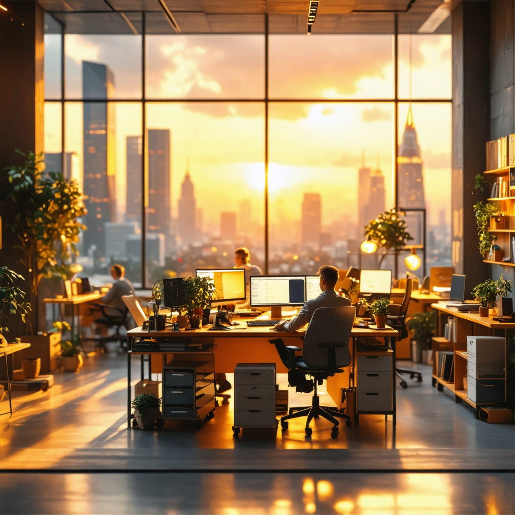 16k hd high quality photo realistic office withj people working