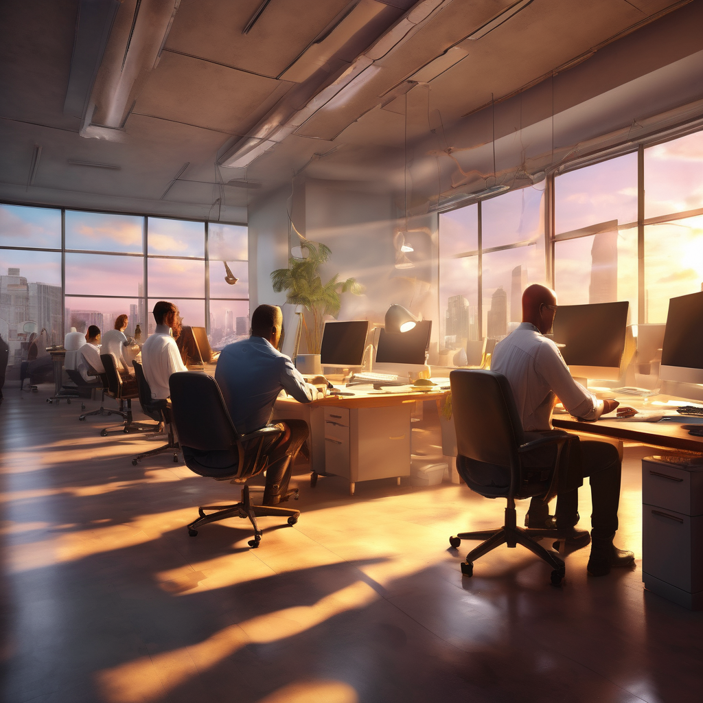 16k hd high quality photorealistic of people working in a office