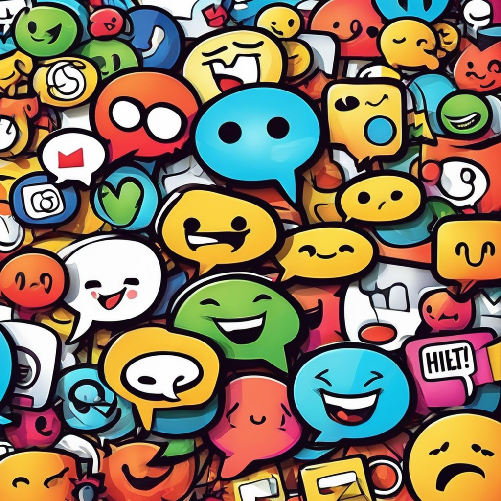 Cute happy social media marketing chat icon