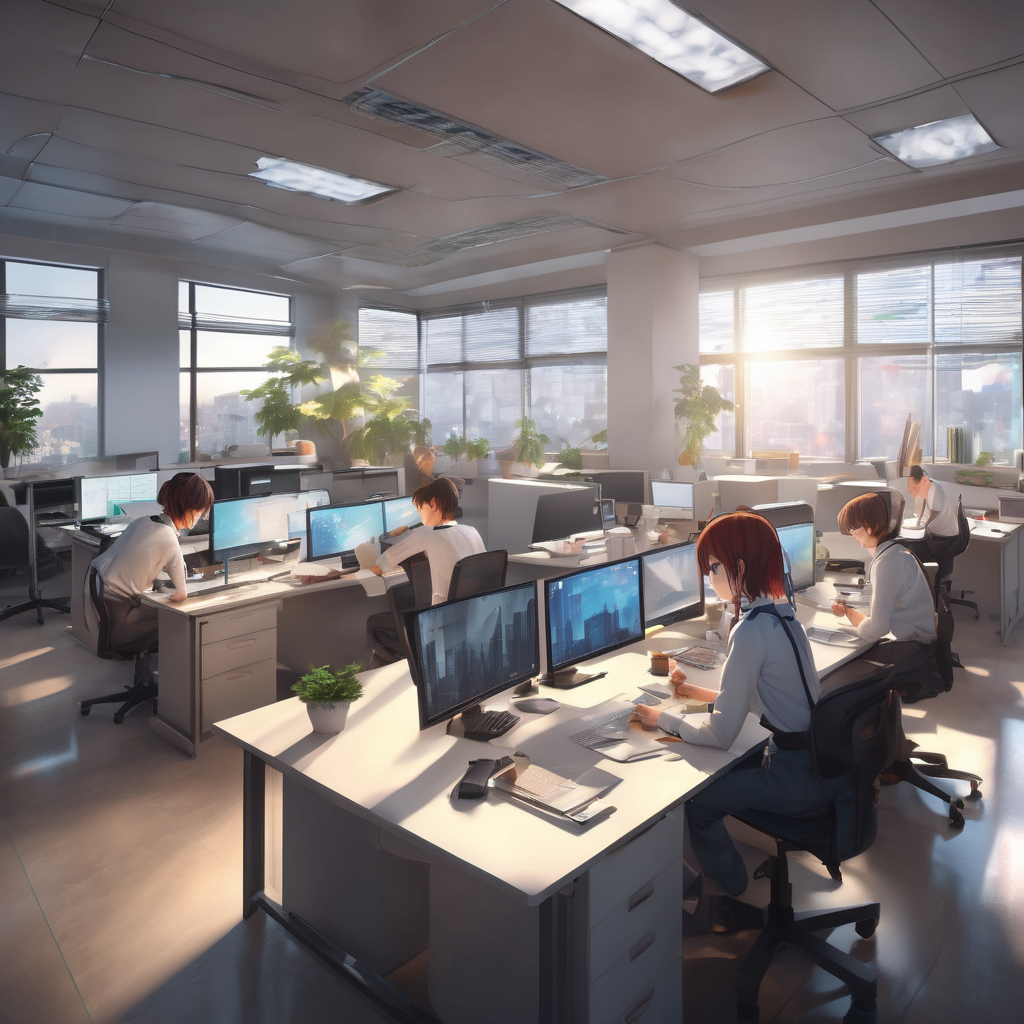 16k hd high quality photorealistic of people working in a office