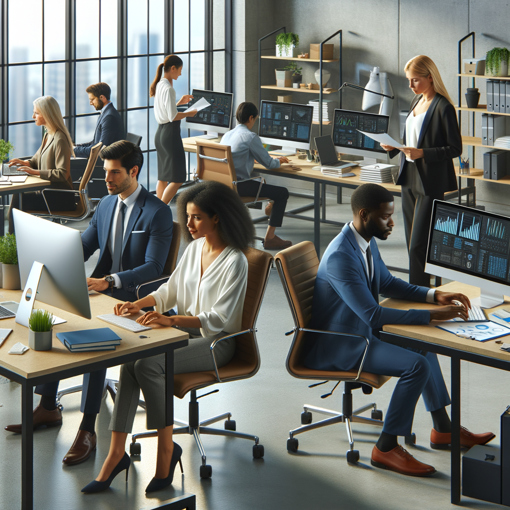 32k hd high quality photorealistic of people working in a office