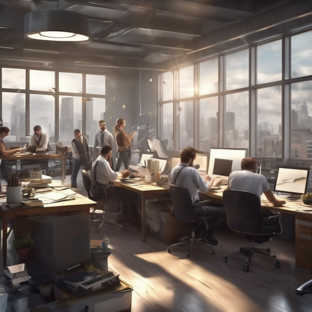 16k hd high quality photorealistic of people working in a office