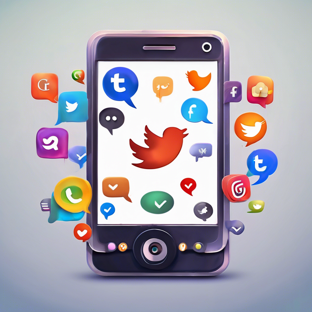 Cute happy social media marketing chat icon