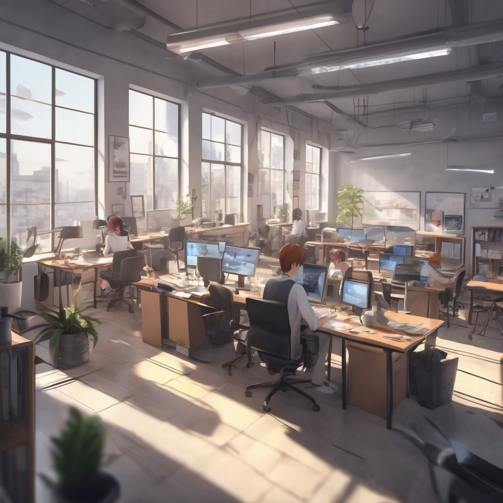 16k hd high quality photorealistic of people working in a office