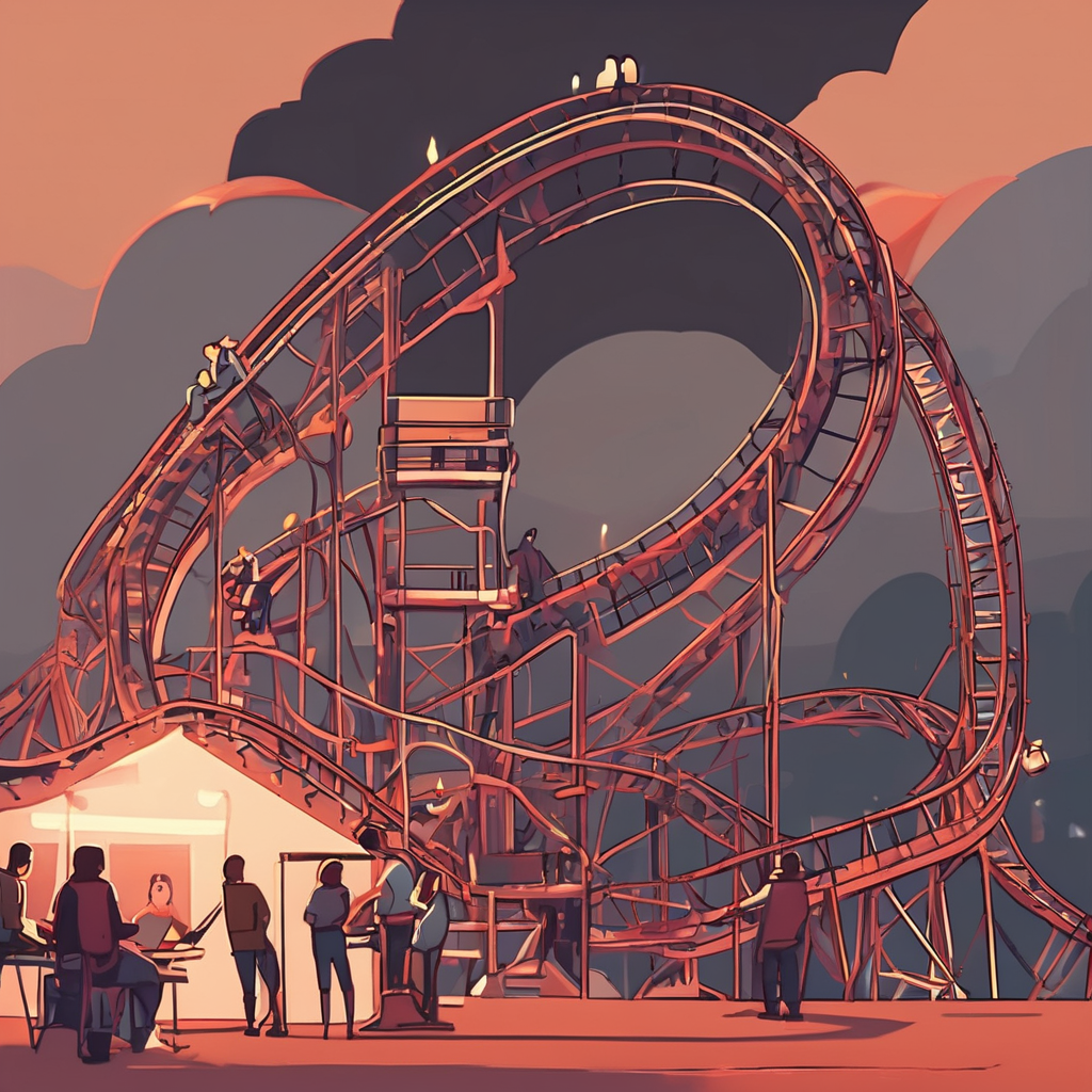 people working on a rollercoster