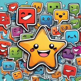Cute happy social media marketing chat icon