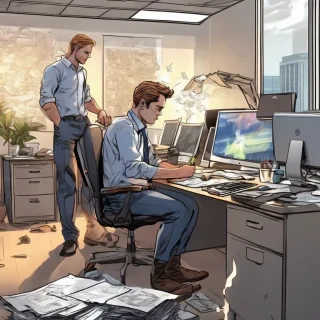 16k hd high quality photorealistic of people working in a office