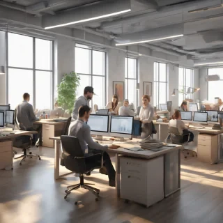 16k hd high quality photorealistic of people working in a office