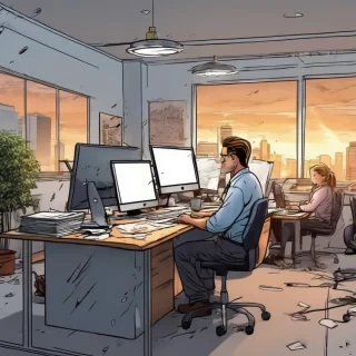 16k hd high quality photorealistic of people working in a office