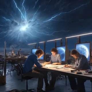 32k hd high quality photorealistic image of people working on a astroid