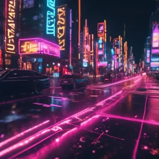 Hyperrealsitic city 16k neon glows
