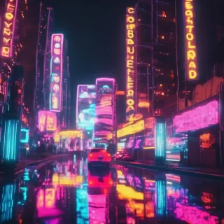 Hyperrealsitic city 16k neon glows
