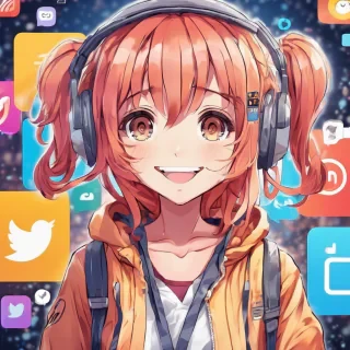 Cute happy social media marketing style face